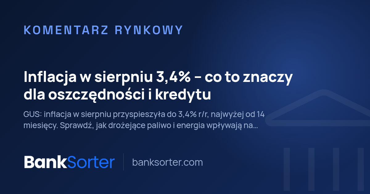 Inflacja w sierpniu 3,4% – co to znaczy dla oszczędności i kredytu
