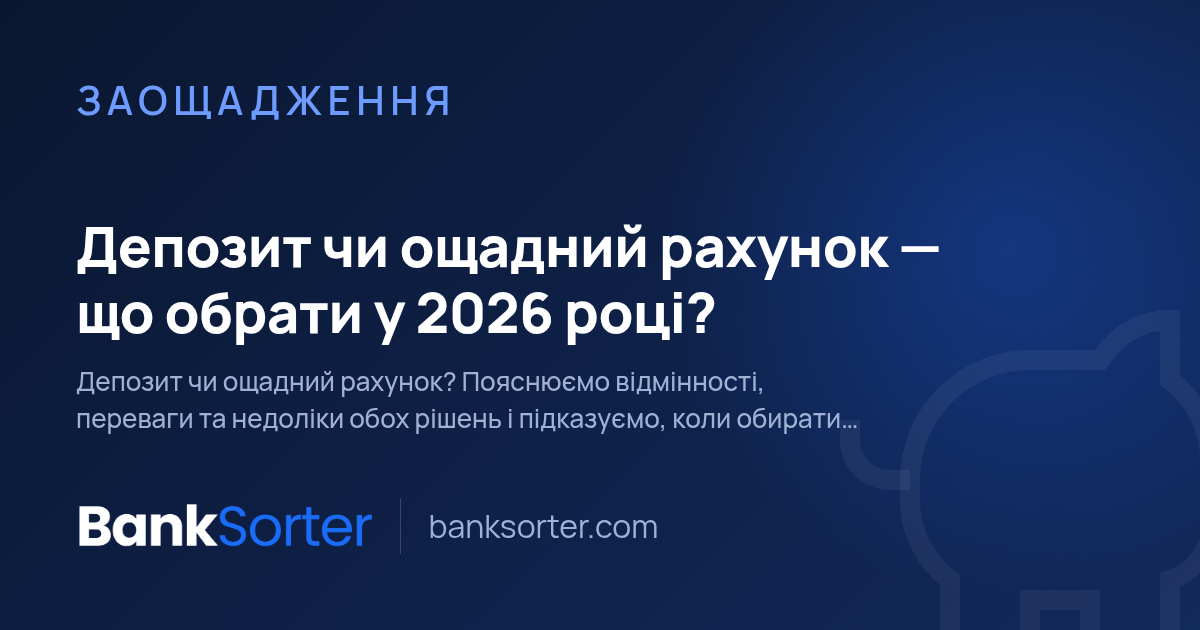 Депозит чи ощадний рахунок — що обрати у 2026 році?