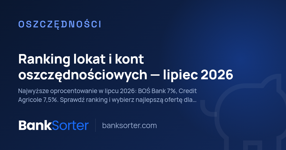Ranking lokat i kont oszczędnościowych — lipiec 2026