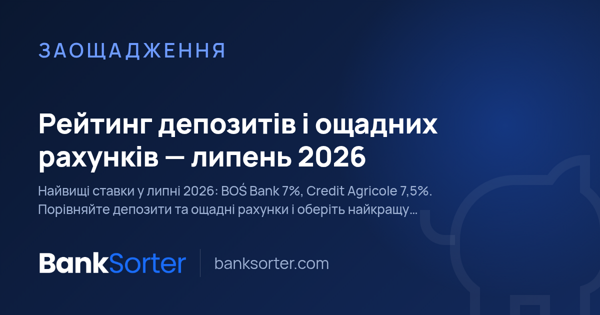 Рейтинг депозитів і ощадних рахунків — липень 2026