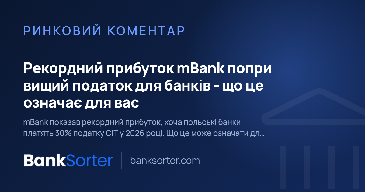 Рекордний прибуток mBank попри вищий податок для банків - що це означає для вас