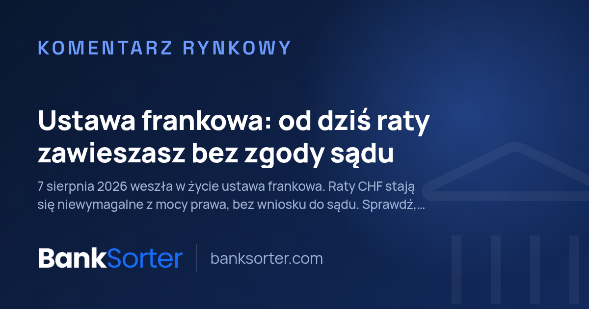 Ustawa frankowa: od dziś raty zawieszasz bez zgody sądu